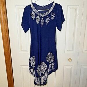 Embroidered Floral Dress Beach Cover Up‎ One Size India Summer Island Travel